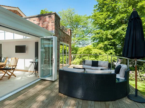 Bi-folding doors connecting garden