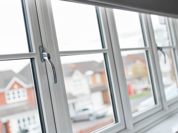 White window with silver handle