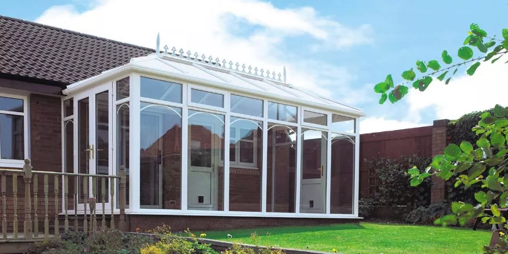 White Glass-To-Floor Conservatory