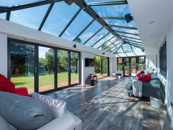 Grey Conservatory with Bi-Fold Doors